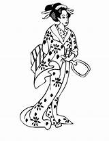 Geisha Coloring Japan Princess Netart sketch template