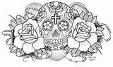 Skull Coloring Pages Roses Sugar Difficult Very Adults Color Getcolorings Printable sketch template