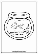 Goldfish Bowl Colouring Activity Pages Pet Animals Animal Explore Activityvillage Village sketch template