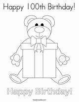 Coloring Birthday Happy 100th Print Bear Pages Birthaday Enjoy Teddy Ll Funny Kids Twistynoodle Cute sketch template