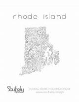 Rhode Floral Coloring States Island sketch template