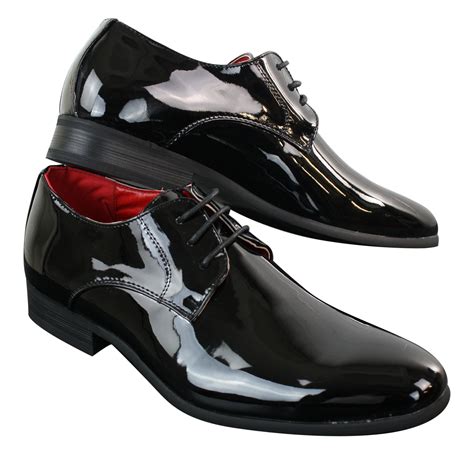 mens patent shiny pu leather laced shoes smart casual formal italian design ebay