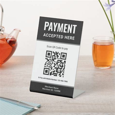 wallet scan  pay qr code payment tabletop sign zazzle coding qr code tabletop signs