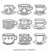Cup Tea Coloring Drawing Pages Drawings Coffee Adult Simple sketch template