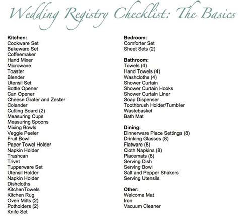 basic wedding registry checklist    pinterest