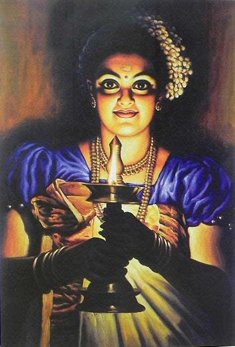 Lady With A Lamp Kerala Style Kerala Mural Painting