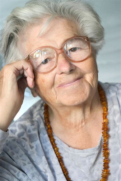 Smiling Senior Woman Elderly Woman Wearing Glasses Smiling Sponsored