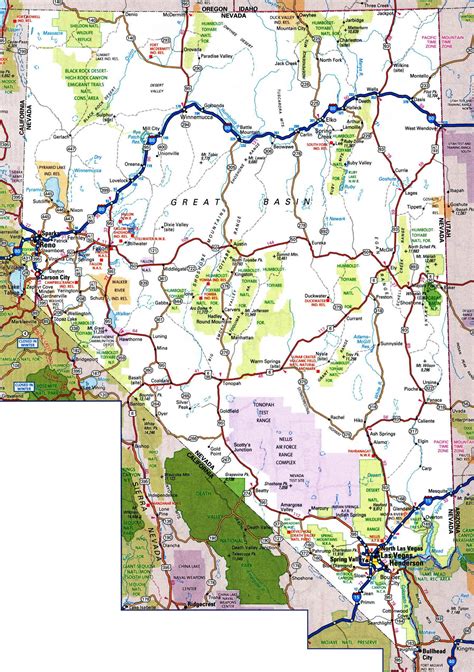 laminated map large detailed roads  highways map  nevada state