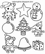 Peppa Xmas Drawing Bell Coloringfree Clad sketch template