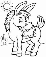 Coloring Donkey Pages Print Animals Mexican Color sketch template
