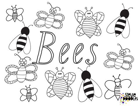 bees  printable coloring page stevie doodles  printable