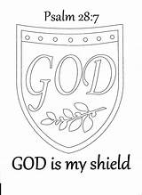 Coloring God Shield Faith Psalm Pages Kids 28 Bible School Sunday Drawing Armour Crafts Psalms Color Colouring Printable Under Logo sketch template