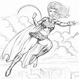 Coloring Superhero Supergirl Girl Pages Superheroes Super Printable Drawing Female Superwoman Woman Drawings Print Popular Coloringhome Getdrawings Comments sketch template
