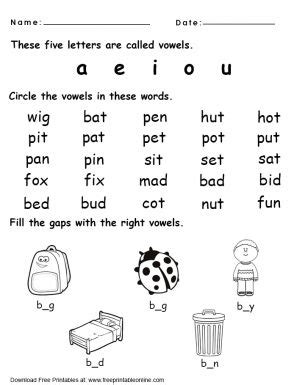learn  vowels worksheet
