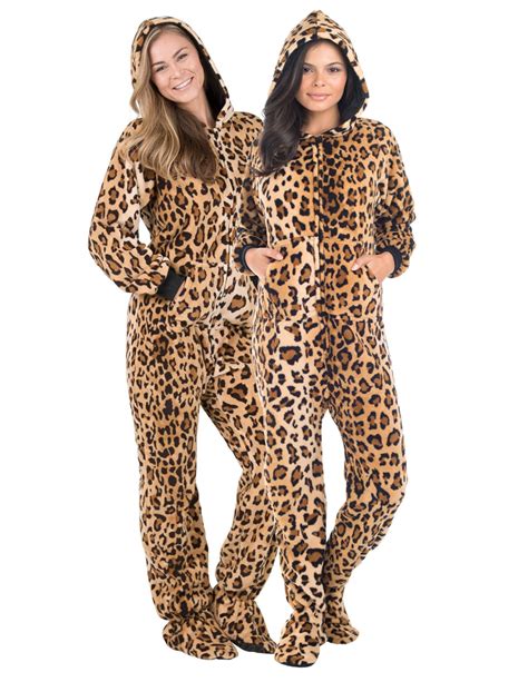 Footed Pajamas Footed Pajamas Cheetah Spots Adult Hoodie Chenille