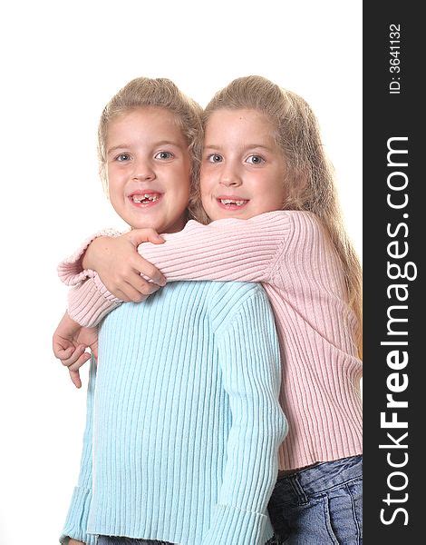 Identical Twin Sisters On White Free Stock Images And Photos 3641132