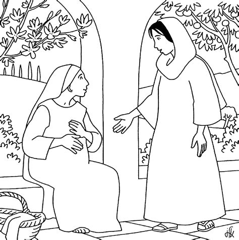 dibujos cristianos visitacion de maria  elisabeth  colorear
