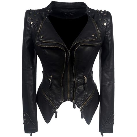 2019 coat hot women winter autumn black fashion motorcycle jacket