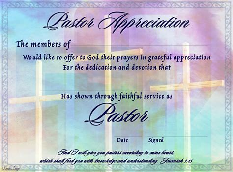 pastor appreciation template  printable templates