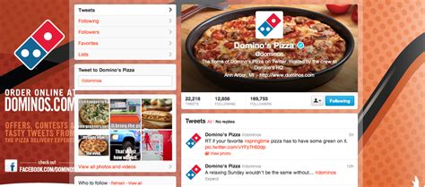 dominos twitter  facebook page continuously engages audiences gonzalez sarah social media site
