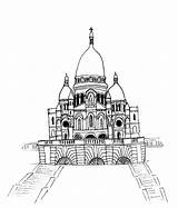 Sacre Basilica Parigi Montmartre Basilika Tiraggio Schizzo Stile Disegno sketch template