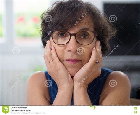 Portrait Of A Mature Woman With Glasses Stock Image Image Of Lady