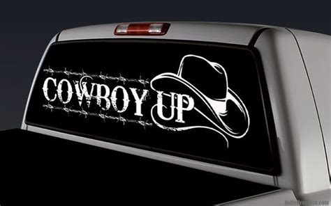 rear window graphic decal truck suv cowboy   truck decals cowboy  truck stickers
