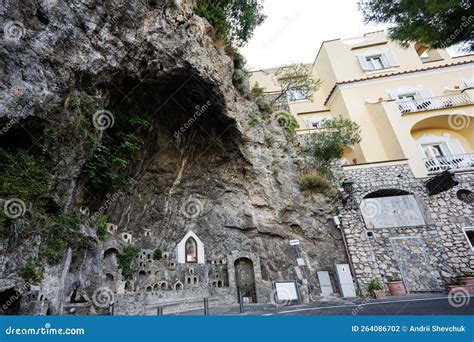 grotta  fornillo cave attraction  positano italy stock photo image  assunta