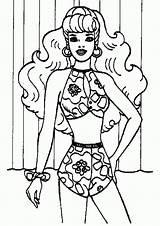 Coloring Barbie Pages Beach sketch template