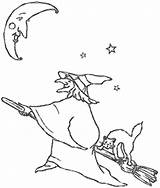 Streghe Befana Hexe Katze Mond Fliegt Hexen Stampa Malvorlagen sketch template