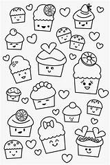 Kawaii Coloring Valentine Cupcake Printable Poofycheeks Poster Du sketch template
