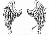 Angel Wing Tattoos Designs Wings Tattoo Drawing Drawings Back Demon Angels Sketch Clip Outline Easy Halo Stencils Devil Color Alas sketch template