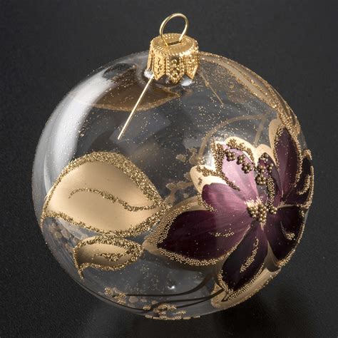 Christmas Blown Glass Violet Hand Painted Ball Ornament 8cm Online