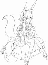 Anime Outlines Fox Outline Drawing Girl Template Getdrawings sketch template