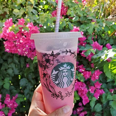 Floral Wreath Starbucks Cup Customizable Starbucks Cup Drink And Barware