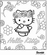 Kitty Hello Coloring Pages Flower Sweet Color Printable Print Valentine Sheets Flowers sketch template