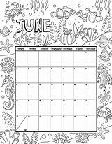 Calendar Coloring June Kids Printable Pages Woojr Month Monthly Planner Print Blank 2021 Cute sketch template