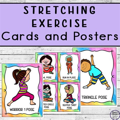 stretching exercise cards  posters simple living creative learning