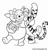Piglet Coloring Pooh Hugging Pages Tiger Each Other Printable sketch template