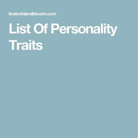 list   personality traits personality traits personality