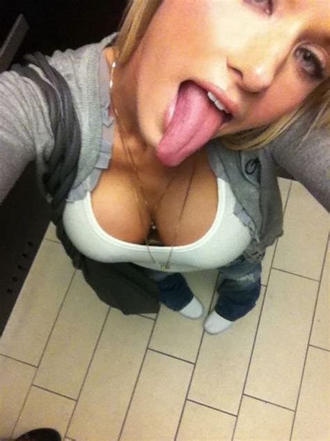 slut with nice tits showing off her tongue bitch sprinky