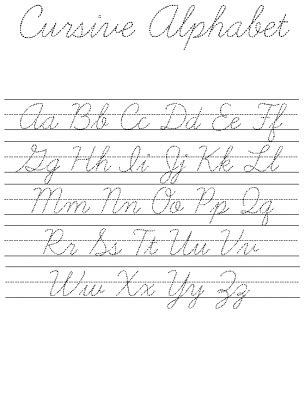 cursive alphabet lesson sheet