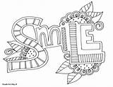 Coloring Pages Printable Smile Doodle Word Color Alley Inspirational Quotes Words Kids Sheets Colouring Adult Print Quote Da Simple Positive sketch template
