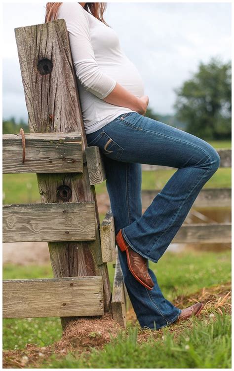 Good Pose Against A Fence For A Cowgirl Expecting Mother Maternity