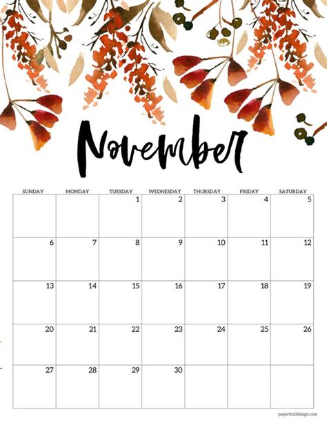 editable november  calendar november  calendar printable