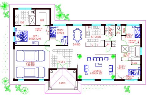 bedroom corner land house plan clm  double garage australian dream home