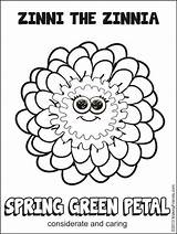 Coloring Zinni Petal Petals Scouts Daisies Makingfriends Caring Considerate Lupe Zinnia Green Sister Every Girlscout Responsible Coloringhome sketch template