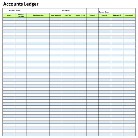 accounting ledger template printable