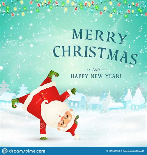 Merry Christmas Happy New Year Cute Funny Santa Claus