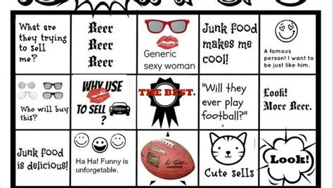 Are They Selling Sex Or Beer It S Super Bowl Media Literacy Bingo